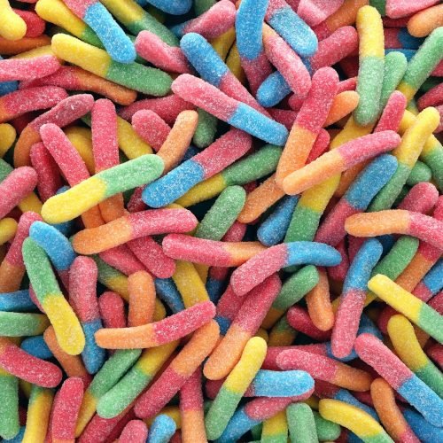 multicolored candy worms